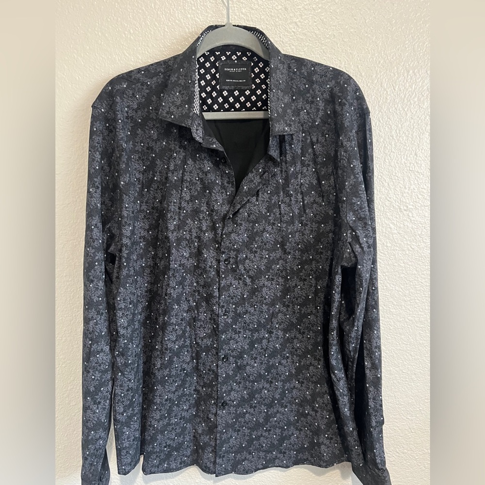 Denim & Flower Black Floral Button-Up Shirt
